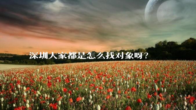深圳大家都是怎么找对象呀？